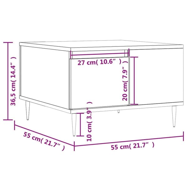 vidaXL Soffbord vit högglans 55x55x36,5 cm konstruerat trä