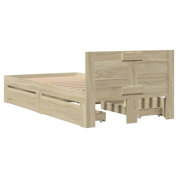vidaXL Sengeramme med hodegavl sonoma eik 100x200 cm konstruert tre