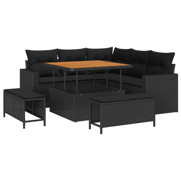 vidaXL Trädgårdsoffset 8 pcs Svart konstrotting
