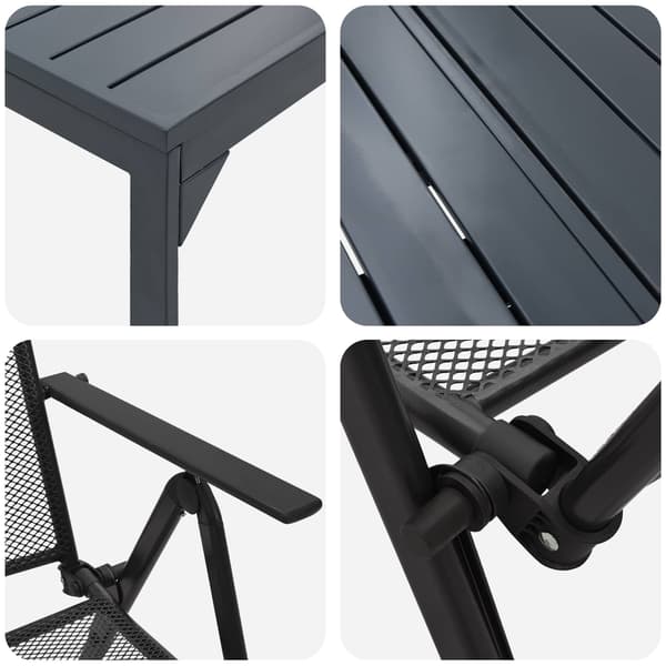 vidaXL Trädgårdsmöbelset 9 pcs Antracit Stål