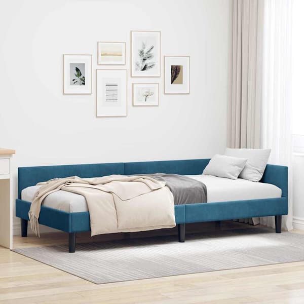 vidaXL Sängram Blå 80 x 200 cm Sammet och konstruerat trä
