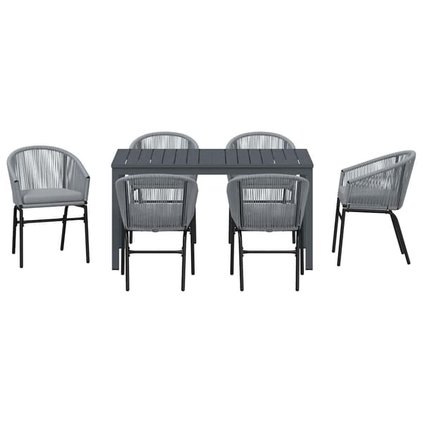vidaXL Trädgårdsmöbelset 7 pcs Grå konstrotting