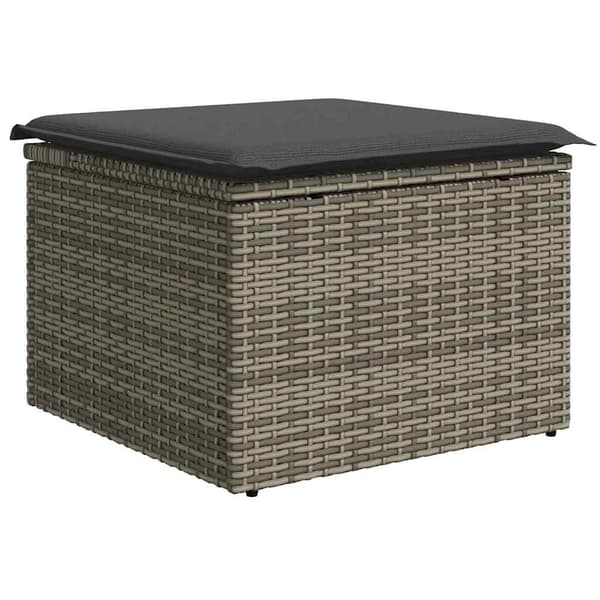 vidaXL Trädgårdsoffset med lagring 9 pcs Grå Poly rattan