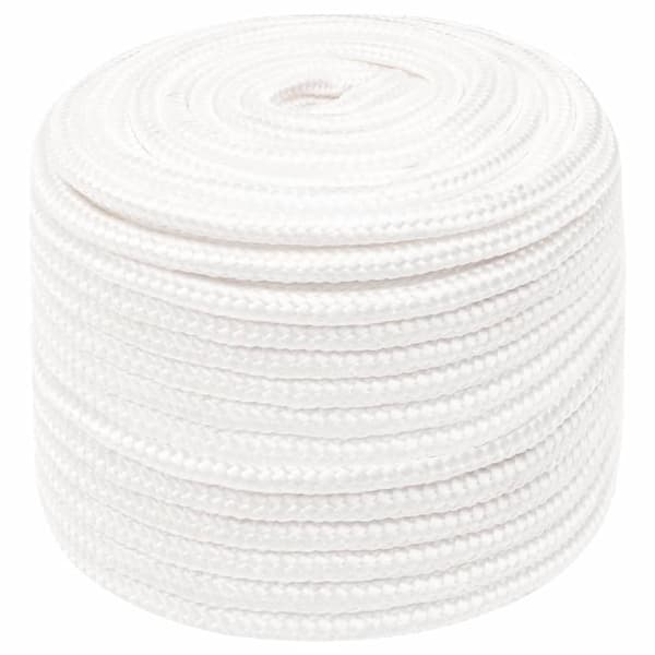 vidaXL Båttau helhvit 12 mm 250 m polypropylen