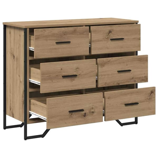 vidaXL Kommode med skuff 2 pcs Artisan Eik 91 x 35,5 x 74,5 cm