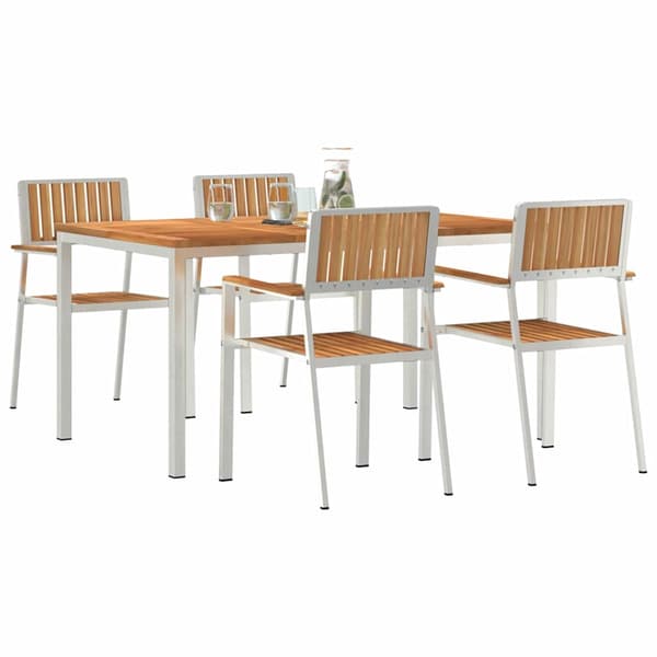 vidaXL Utomhusmatbord 5 pcs Brun Massivt teakträ