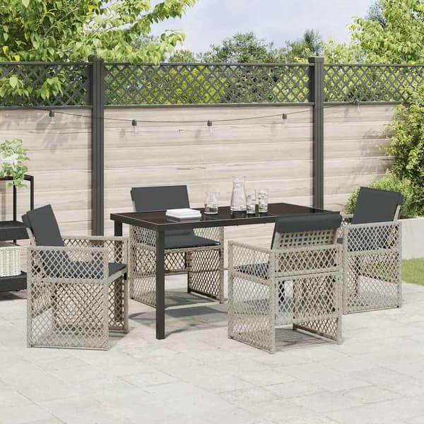 vidaXL Hage Spisegruppe 5 pcs Lysegrå polyrotting
