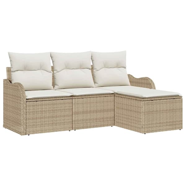 vidaXL Trädgårdsoffset med lagring 4 pcs Beige konstrotting