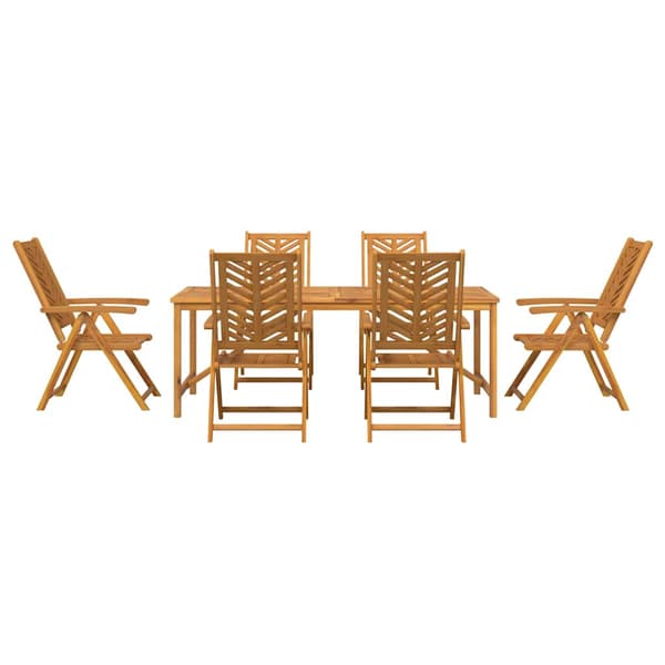 vidaXL Trädgårdsmöbelset 7 pcs Brun Massivt Akaciaträ