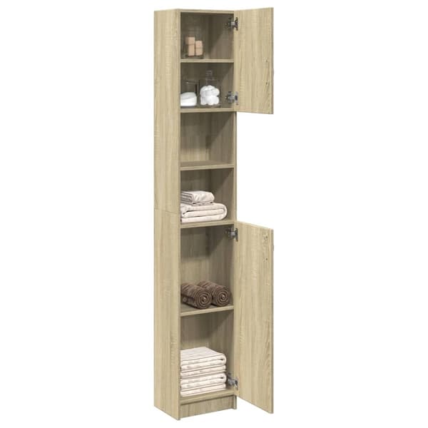 vidaXL Baderomsskap sonoma eik 32x25,5x190 cm sponplate