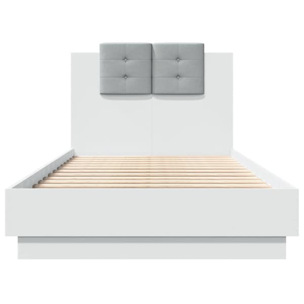 vidaXL Sengeramme med hodegavl og LED-lys hvit 90x190 cm