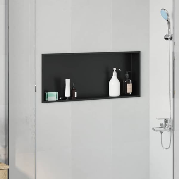 vidaXL Dusjniche Svart 75 x 30 x 9,5 cm Rustfritt Stål