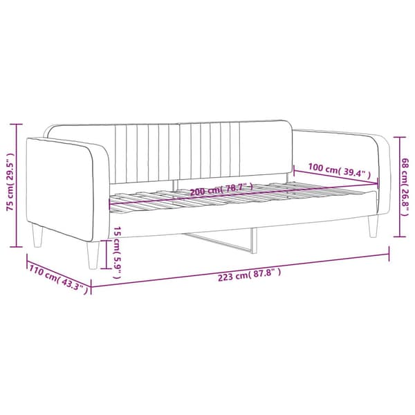 vidaXL Dagbädd blå 100x200 cm sammet