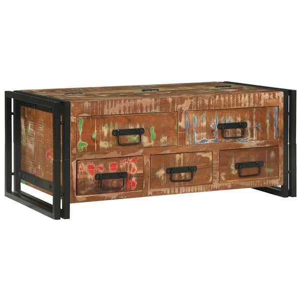 vidaXL Kaffeebord Flerfärgsdesign 90 x 50 x 38 cm Solid återvunnen trä