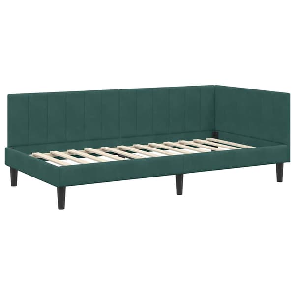 vidaXL Hörnssängstomme Mörkgrön 100 x 200 cm Sammet