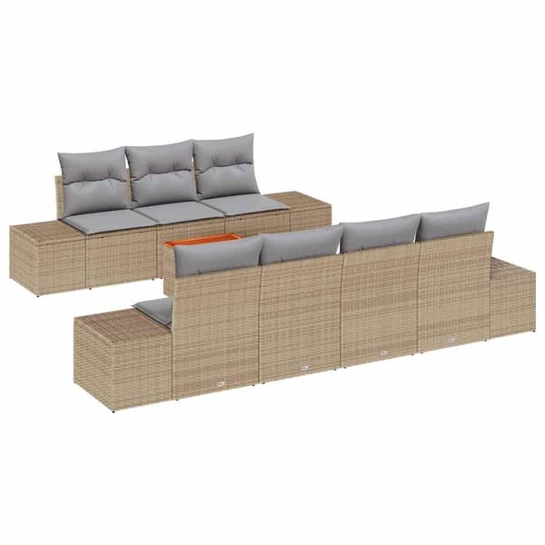 vidaXL Trädgårdsoffset 8 pcs Beige och Ljusgrå konstrotting