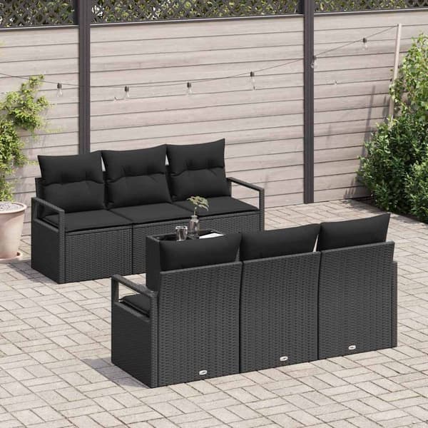 vidaXL Soffset med kudde 7 pcs Svart konstrotting