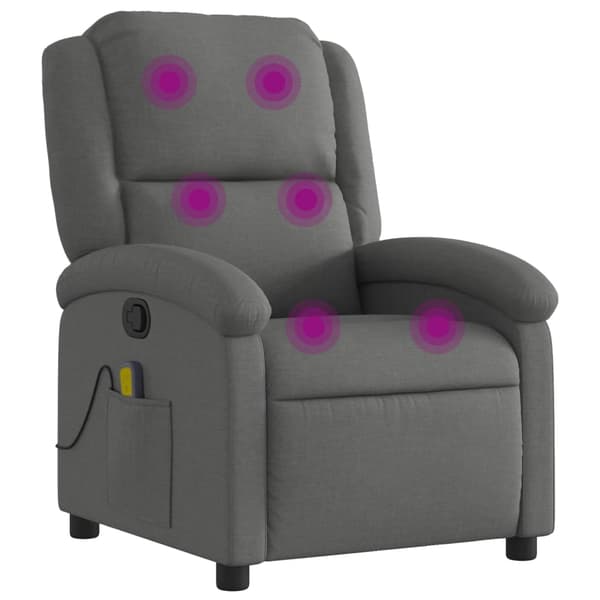 vidaXL Massagefåtölj mörkgrå tyg