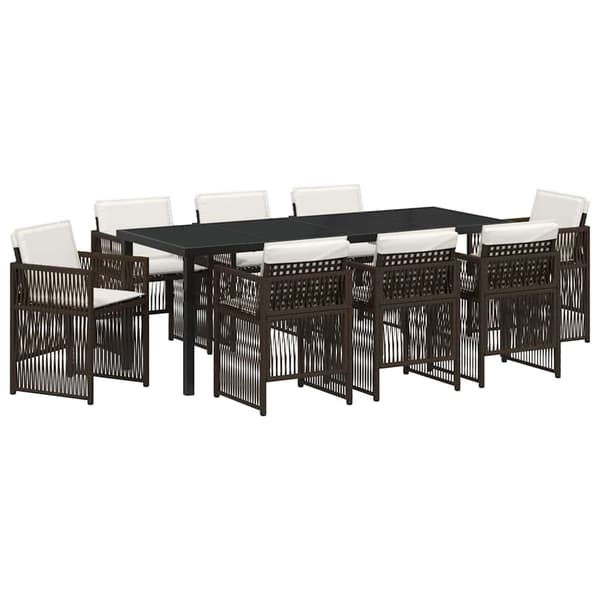 vidaXL Trädgårdsmöbelset 9 pcs Brun Pulverlackerat stål