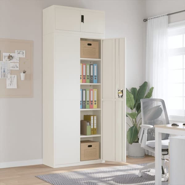 vidaXL Dokumentskåp vit 90x40x240 cm stål