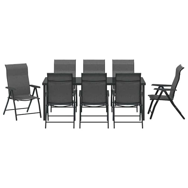 vidaXL Hage Spisegruppe 9 pcs Grå Pulverlakkert stål