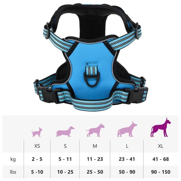 vidaXL Hundesele med reflekterende striper justerbar blå XL