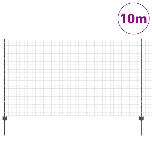 vidaXL Gjerde med stolpe Grå 1,4 x 10 m Stål og PVC