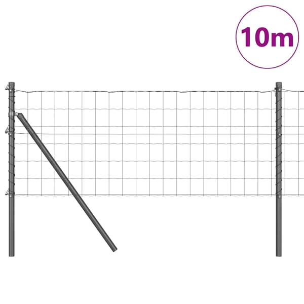 vidaXL Gjerde med stolpe Grå 0,8 x 10 m Stål og PVC