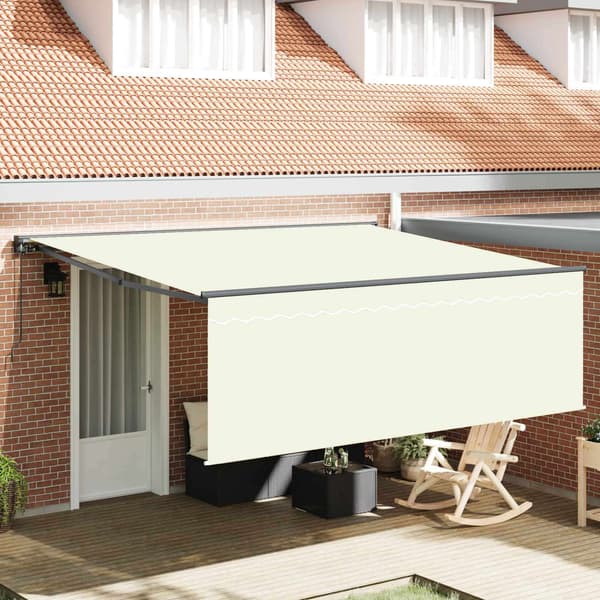 vidaXL Utfällbar markis Kräm 400 × 300 cm Polyester och aluminium