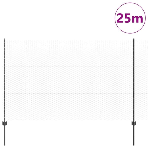 vidaXL Gjerde med innlegg. Grå 1.5 x 25 m Stål