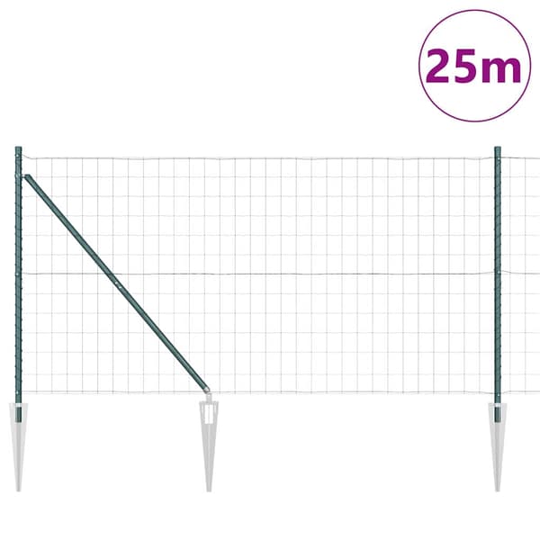 vidaXL Gjerde med stolpe grønn 1,2 x 25 m Stål og PVC