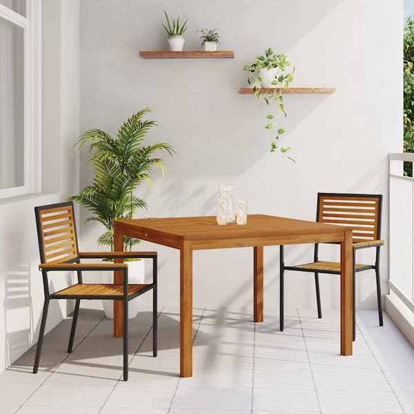 vidaXL Hage Spisegruppe 3 pcs Svart Solid akasietre