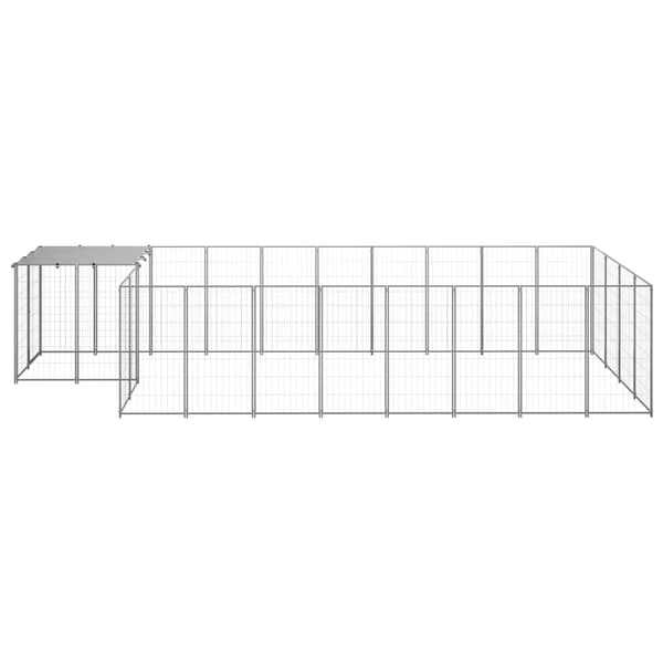 vidaXL Hundgård silver 10,89 m² stål