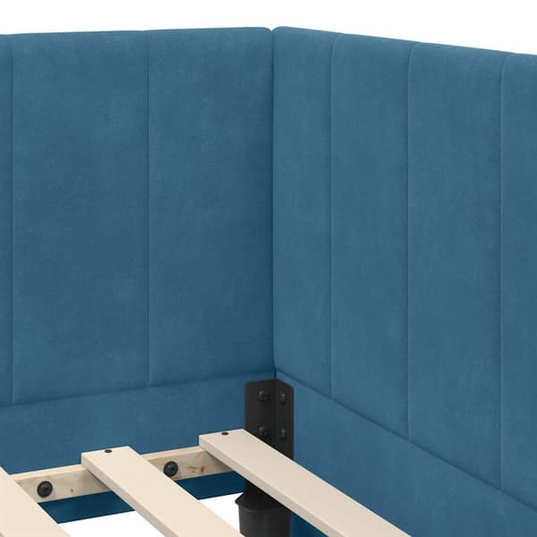 vidaXL Hörn sängram med sänggavel Blå 90 x 200 cm Sammet