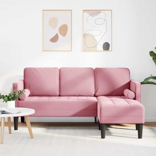 vidaXL Soffset med kudde Rosa Polyester