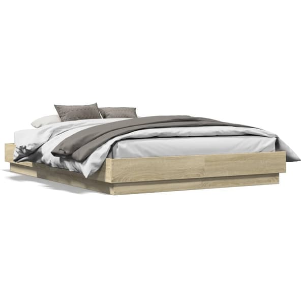 vidaXL Sengeramme sonoma eik 135x190 cm konstruert tre