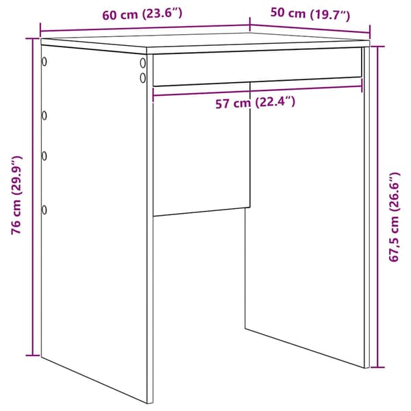 vidaXL Skrivebord Artisan Eik 60 x 50 x 76 cm
