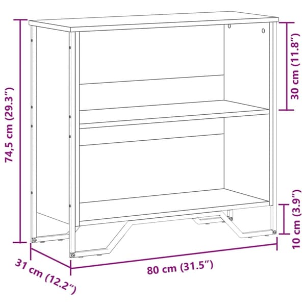 vidaXL Bokhylle røkt eik 80x31x74,5 cm konstruert tre