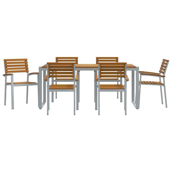 vidaXL Hage Spisegruppe 7 pcs Grå Solid akasietre
