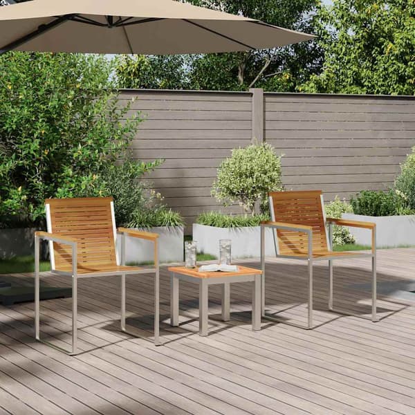 vidaXL Solstol 3 pcs Brun Solid akasietre