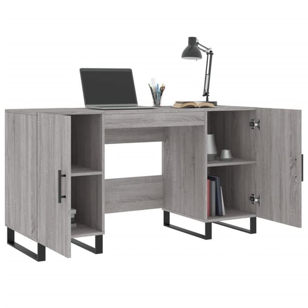 vidaXL Skrivebord grå sonoma 140x50x75 cm konstruert tre