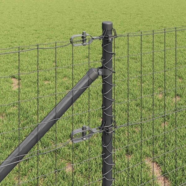 vidaXL Gjerde med stolpe Grå 0,6 x 25 m Stål og PVC