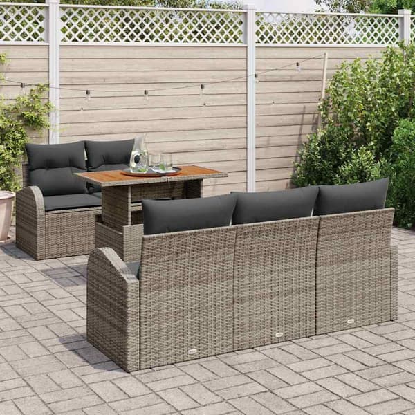 vidaXL Trädgårdsoffset med lagring 6 pcs Grå Poly rattan