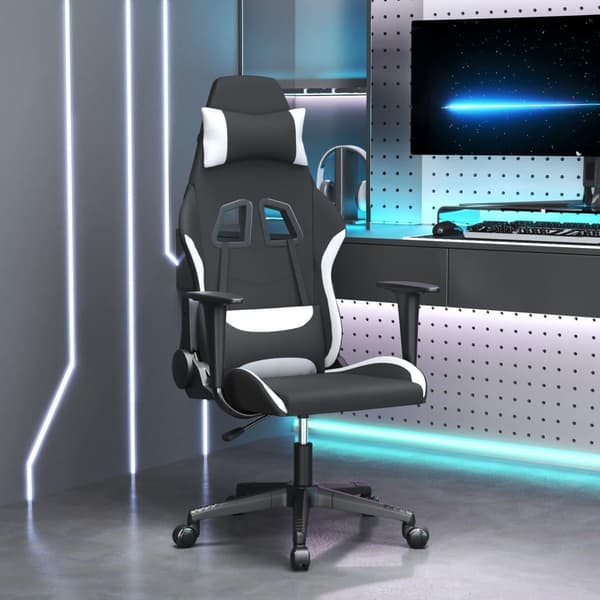 vidaXL Gamingstol svart och vit tyg