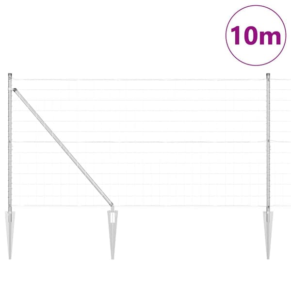 vidaXL Stängsel med stolpe Silver 1,2 x 10 m Stål