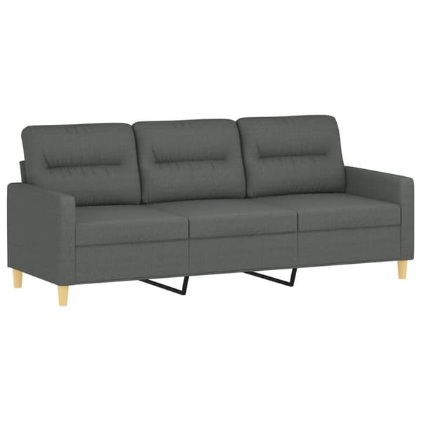 vidaXL 3-sits soffa med prydnadskuddar mörkgrå 180 cm tyg