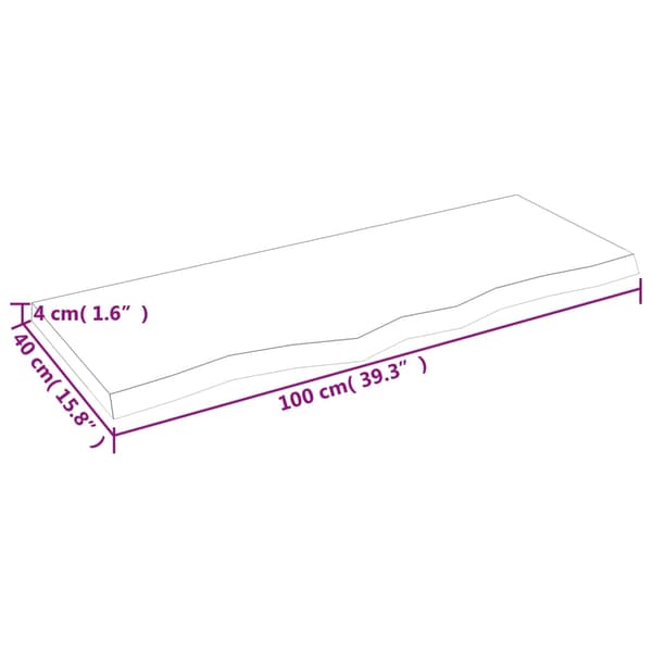 vidaXL Bordplate lysebrun 100x40x(2-4) cm behandlet heltre eik