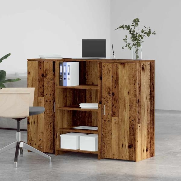 vidaXL Receptionsdisk åldrat trä 135x50x103,5 cm konstruerat trä