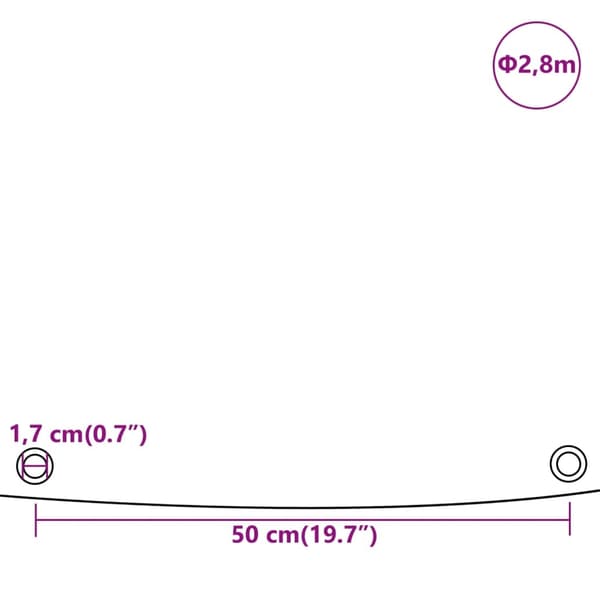vidaXL Presenning vit Ø 2,8 m 650 g/m²