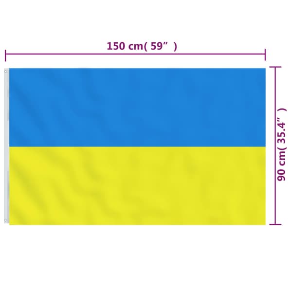 vidaXL Ukraina flagg med messingmaljer 90x150 cm
